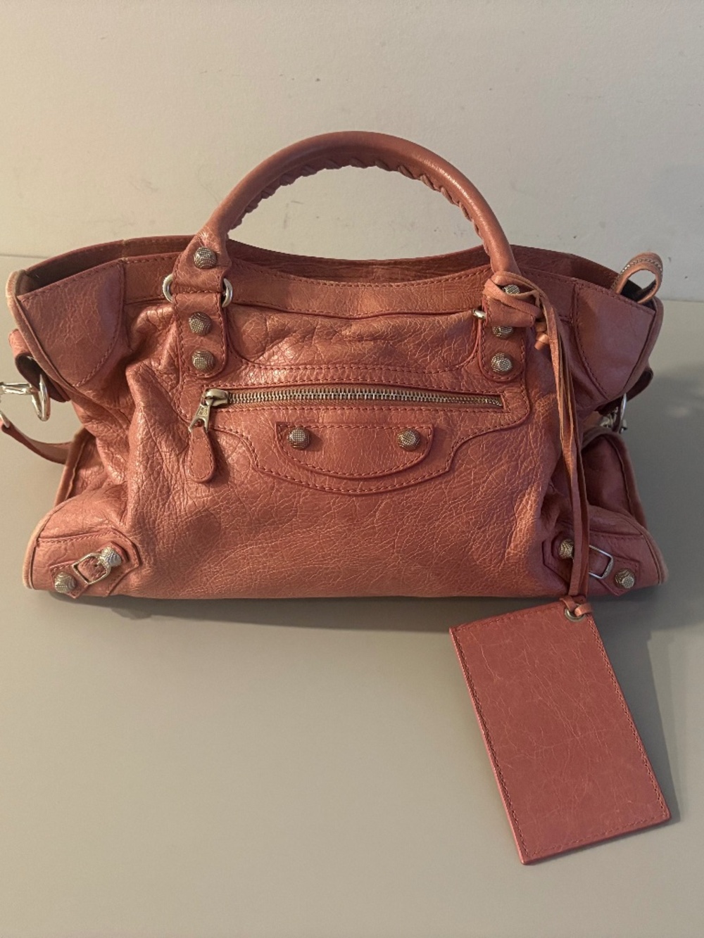 Authentic Balenciaga Classic City Bag Pink Leather Medium Shoulder Tote